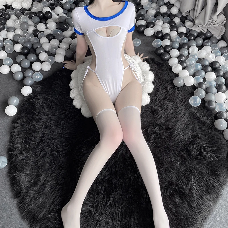 Школьница Cosplay Сексуальное Белье Женщины Вырезанная Грудь Униформа Открытый Крой Боковая Перевязка Искушение Аниме Костюм