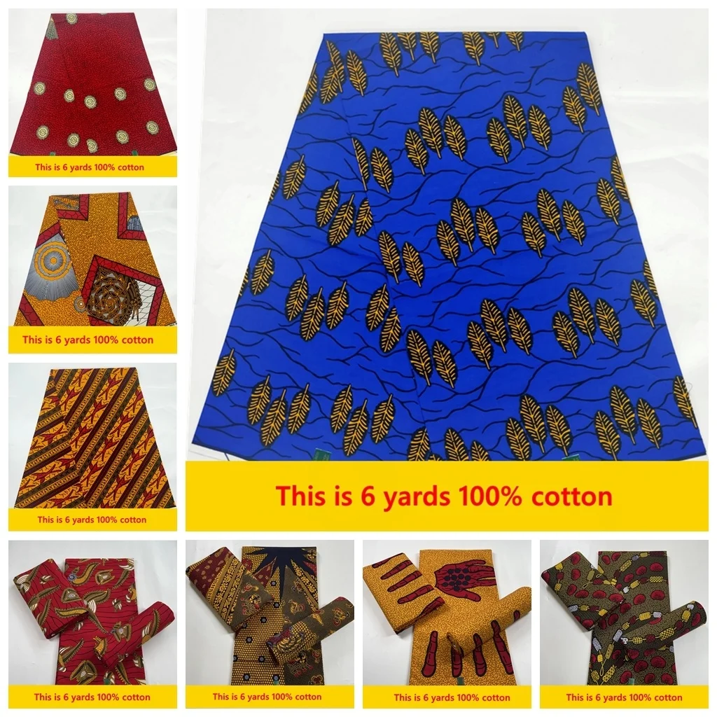 

Африканские принты восковая ткань 2022 новый воск высокое качество 100% хлопок восковая Ткань 6 ярдов Анкара воск настоящий нигерийский воск дл...