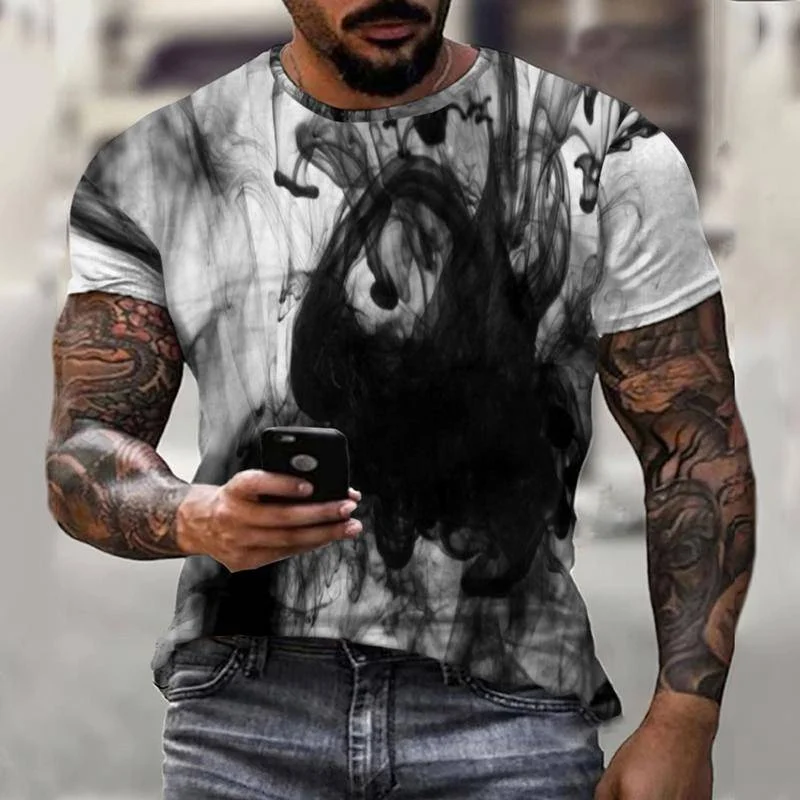 Футболка мужская оверсайз с коротким рукавом модная тенниска принтом черного
