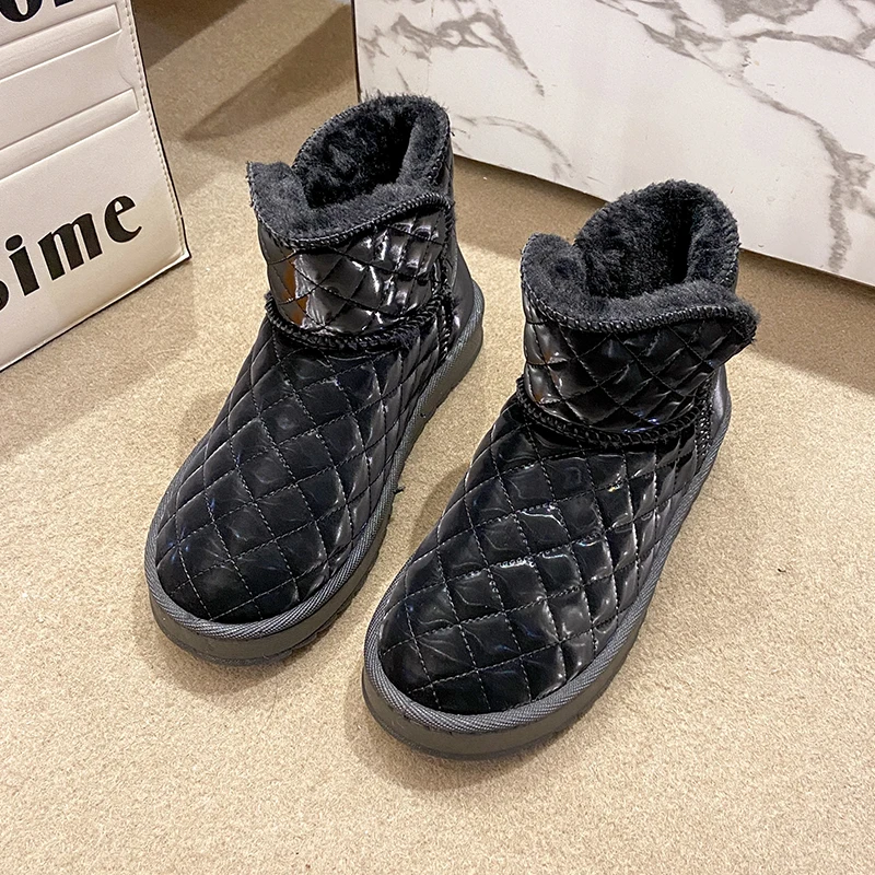 

Winter 2022 Fashion Warm Plush Slip-on Snow Boots Women Flat Casual All-match Shoes Ankle Boots for Women Cotton and Thickening