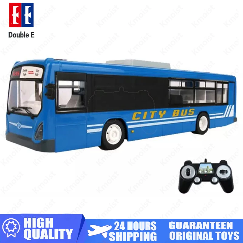 DOUBLE E RC Car 6 Channel 2.4G Remote Control Bus City Express High Speed One Key Start Function Sound and Light Can Open Door