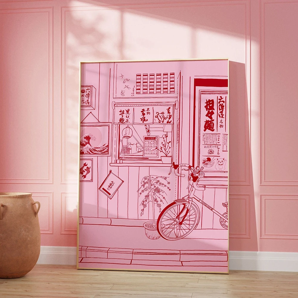 Японский уличный ретро-постер Hokusai Wave 90-х с изображением Киотского лапши постер