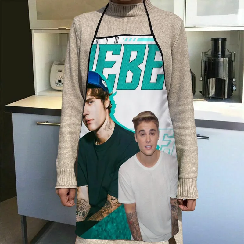 

Новое поступление, фартуки для кухни Джастина Бибера, фартуки для женщин из ткани Оксфорд, чистящие передники, домашнее приготовление еды 0905p