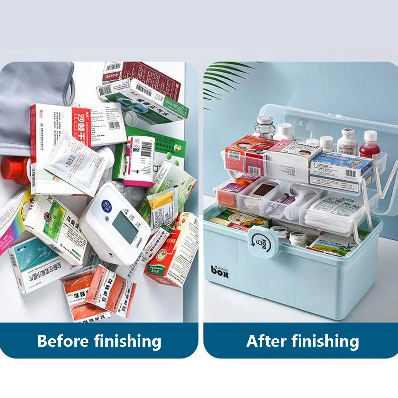 

Three Layer Foldable Storage Boxes Large Multipurpose Caddy Box/Craft Box/Pill Box/Medicine Box Handled Storage Case with Lids