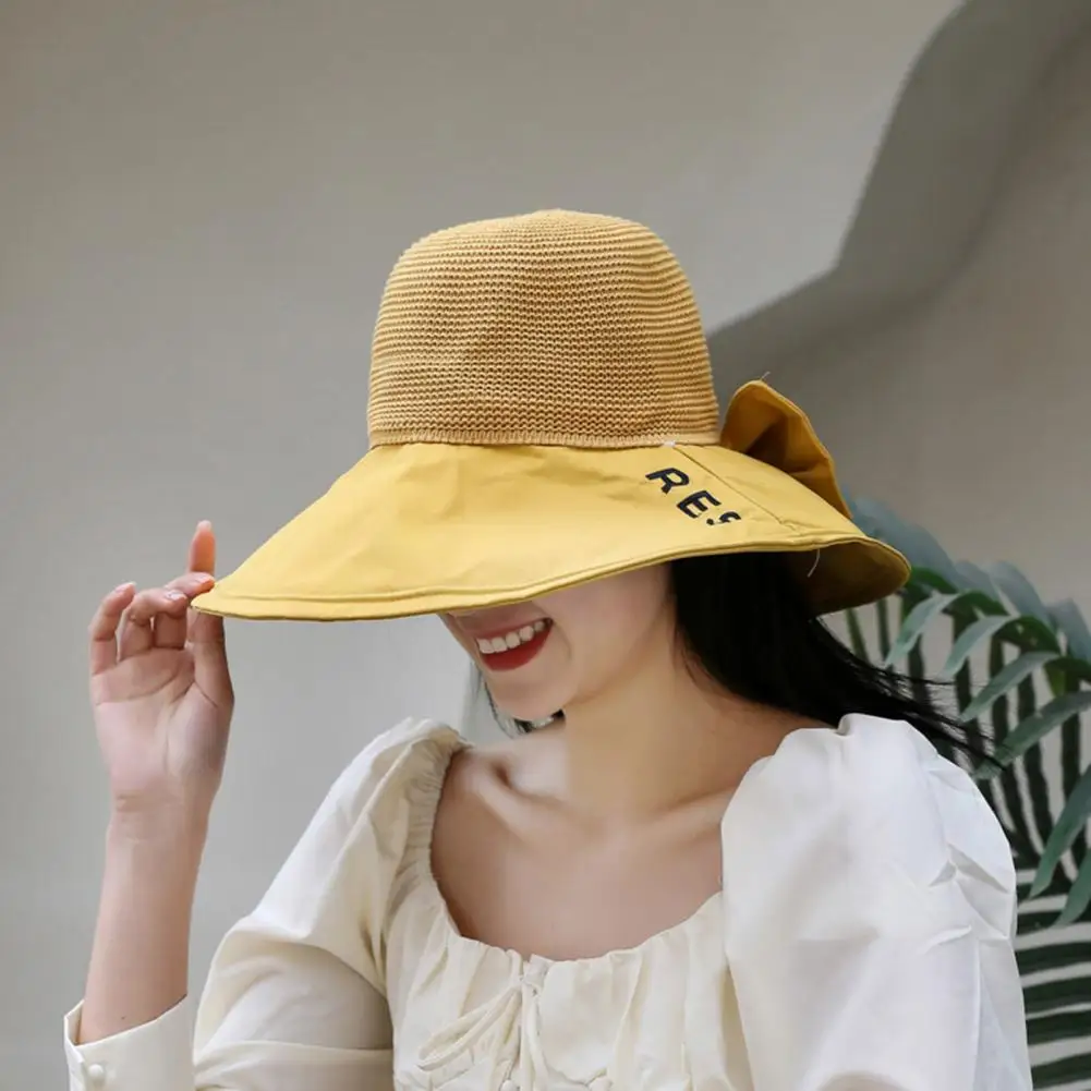 

Women Hats Foldable Lightweight Decorative Washable Space-saving Breathable Good-looking Wide Brim Soft Sun Hat Daily Hat