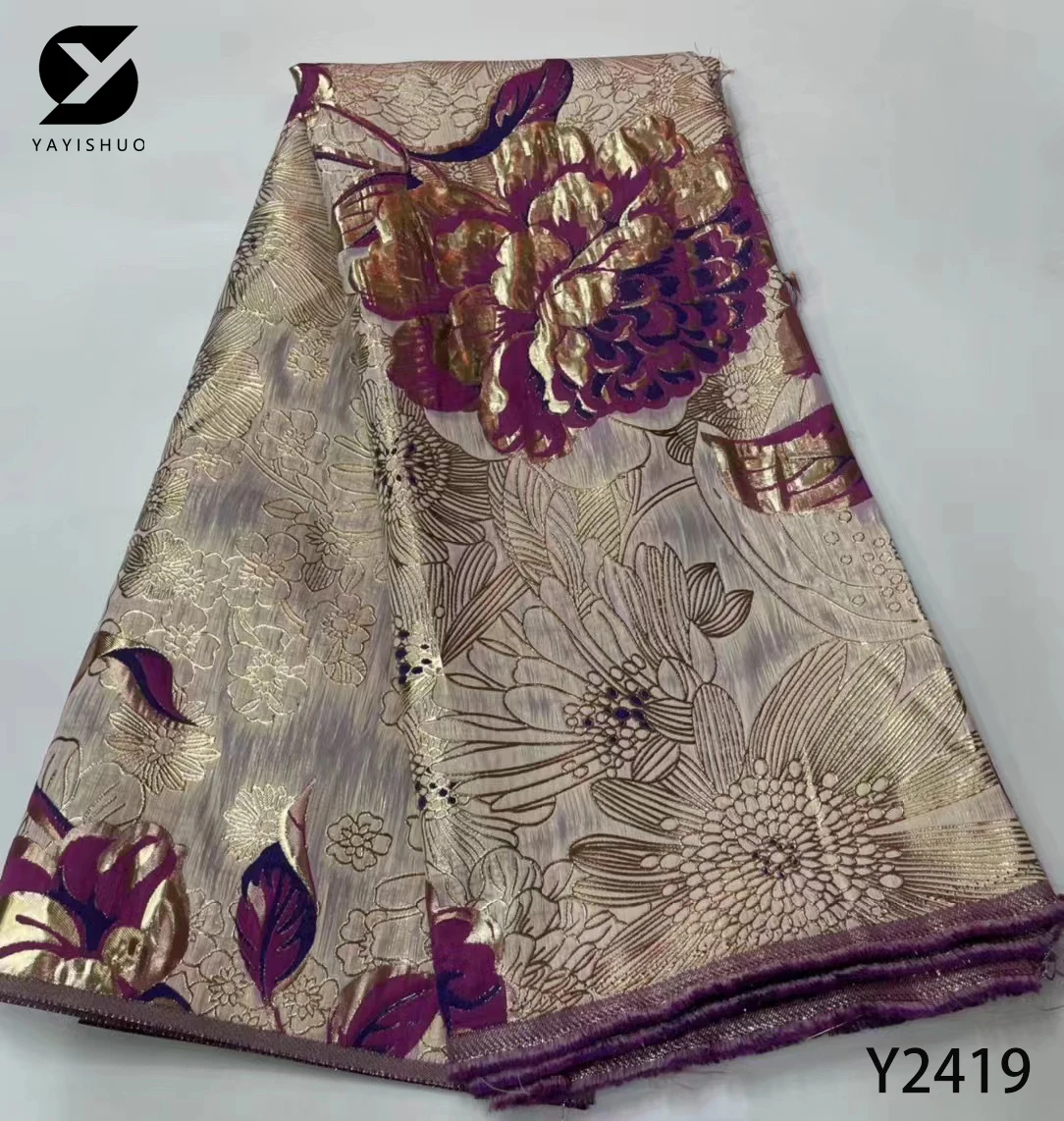 

2022 Latest Jacquard Fabric Brocade Lace Tissu Top Selling African Tulle Net Lace Fabric for Nigerian Wedding DRESS Y2419