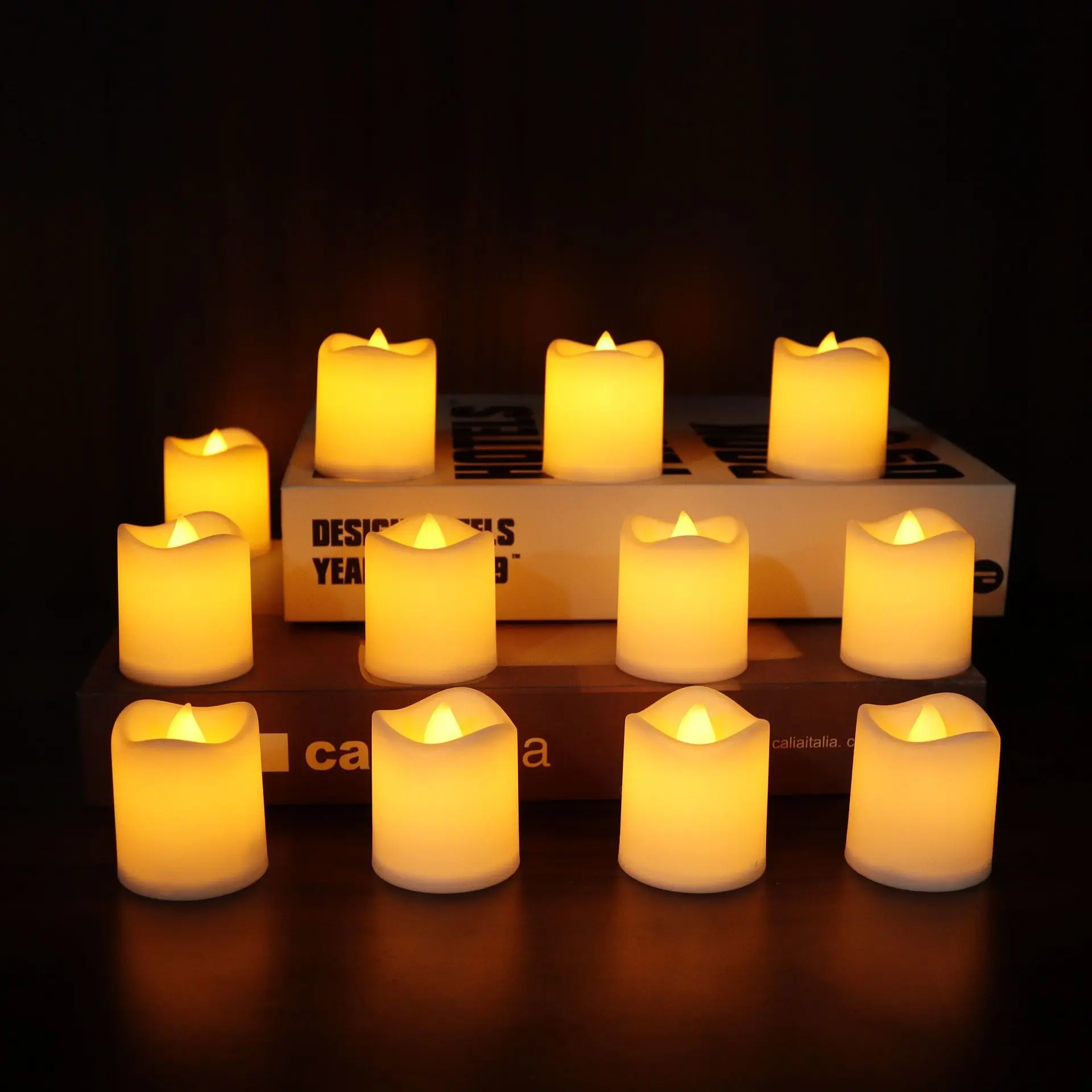 

Wave mouth electronic candle Amazon Christmas Wedding confession atmosphere layout props led concave small tea wax lamp