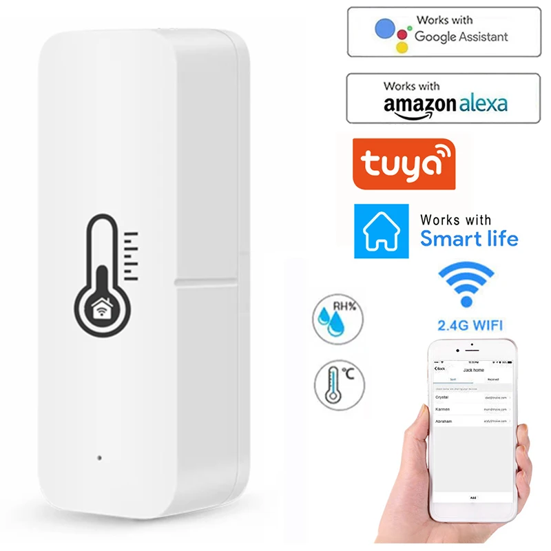 

Aubess Tuya WIFI Temperature And Humidity Sensor Indoor Hygrometer Thermometer Detector Works With Alexa Google Home Smart Life
