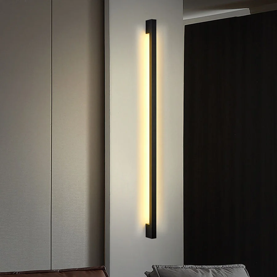 

Современный минималистичный светодиодный настенный светильник с длинной полосой, бра для спальни, прикроватного столика, фона телевизора, лестницы, зеркала, передняя линейная настенная лампа