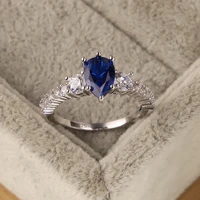 kose 100 s925 sterling silver temperament elegant drop shaped blue crystal ring european and american personality ladies ring