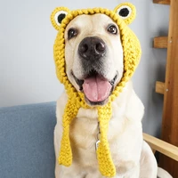 funny frog dog hat cute knitted pets golden retriever labrador headgear cap birthday party headwear costume for large dogs