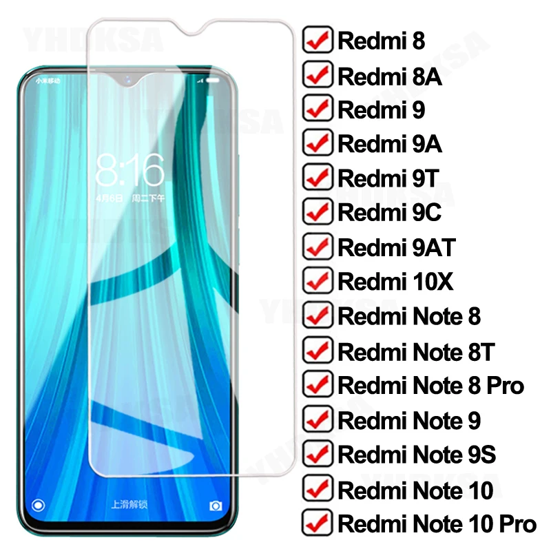 Закаленное стекло 15D для Xiaomi Redmi 8 8A 9 9A 9T 9C 9AT 10X, защитная пленка для экрана Redmi Note 8T 9T 9S 8 9 10 Pro Max, стеклянная пленка