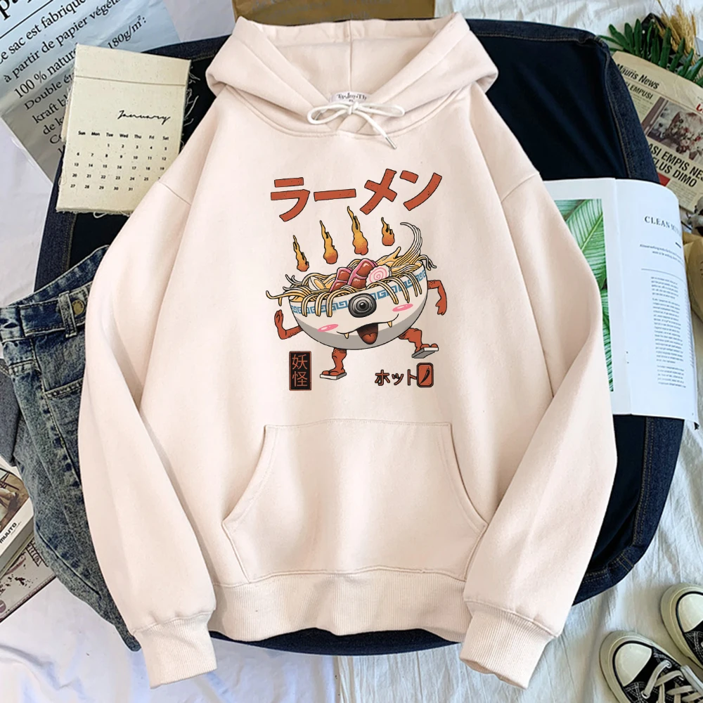 

Japan Youkai One-Eyed Ramen Printed Hoodie Men Women Oversized Loose Sweatshirt Round Neck Male Japanese Harajukua Hoody Clothes