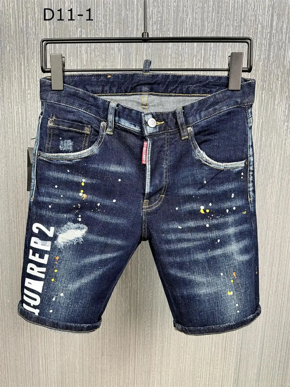 

2023 new fashion tide brand men's washing worn holes handsome motorcycle jeans D11-1