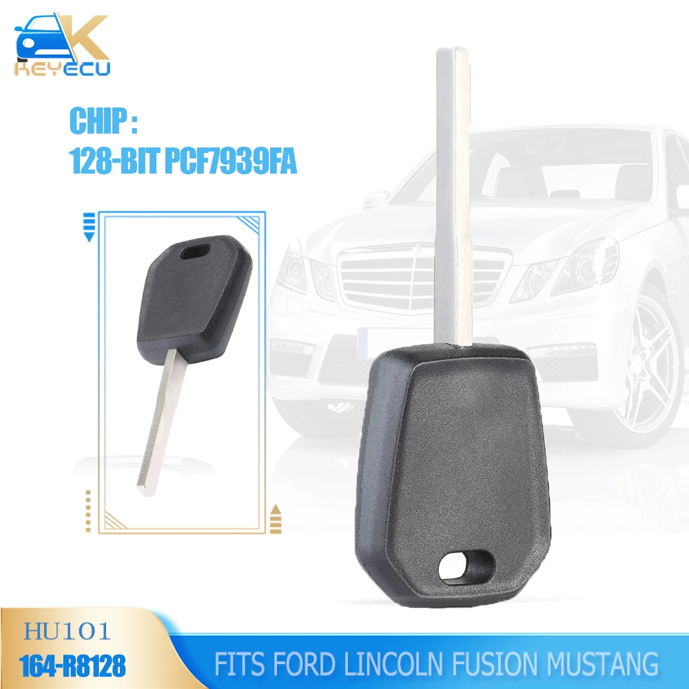 

KEYECU Transponder Key 128-Bit PCF7939FA Ignition Blade Blank fits Ford Lincoln Fusion PN: 164-R8128