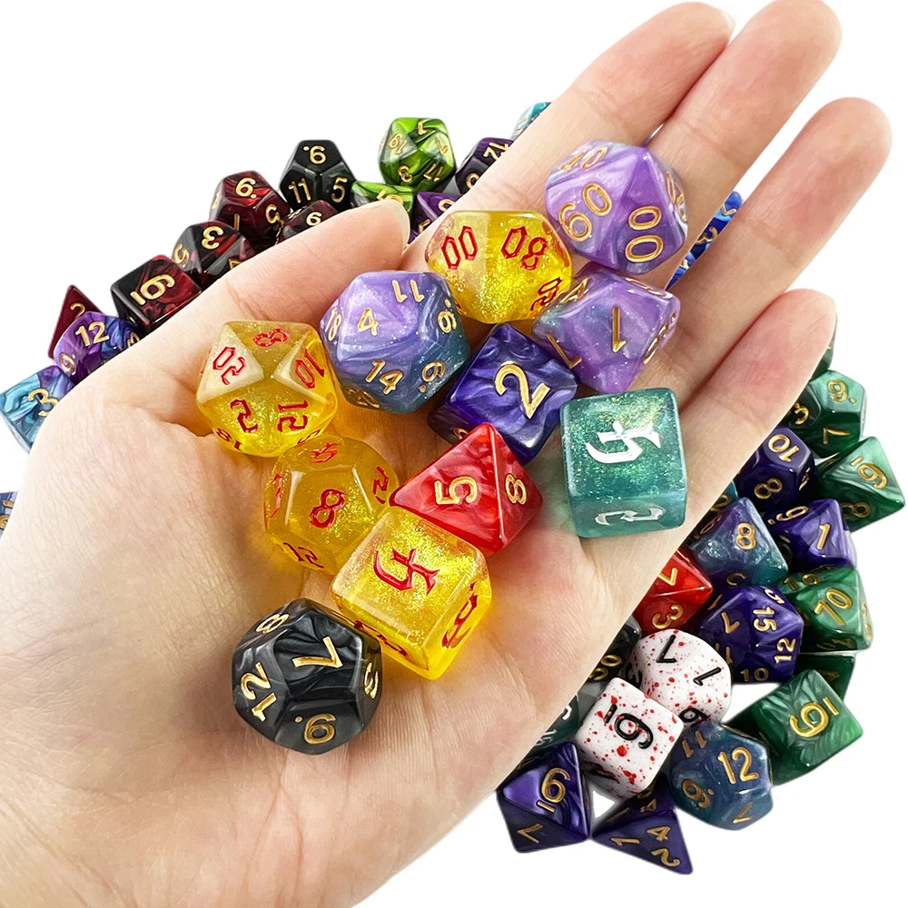 70 шт./10 комплектов многогранные игральные кости D4 ~ D20 с сумкой для DNDGame