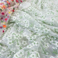 fashion small flower embroidery mesh lace fabric for spring and summer dress dress clothing designer fabric handmade diy cloth