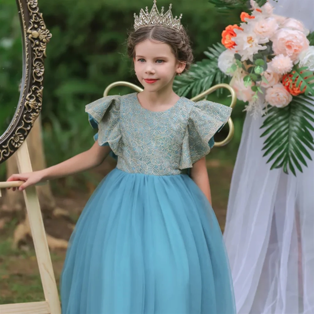 

Детское атласное платье для причастия, с цветочным рисунком