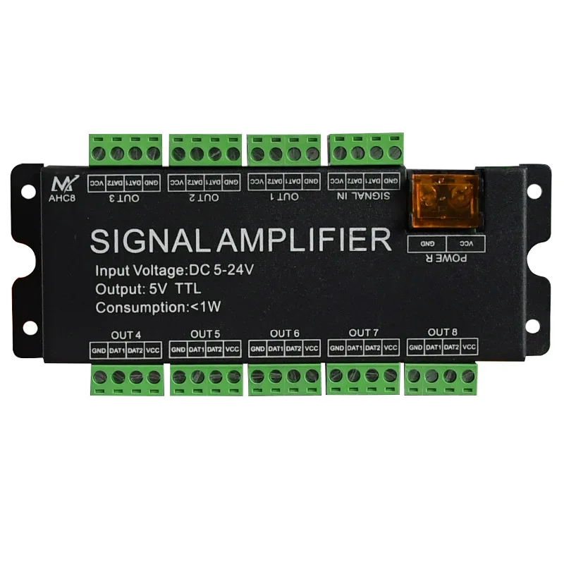 

AHC8 8CH SPI signal amplfier, pixel light controller Signal distributor, 1 to 8 TTL signal repeater