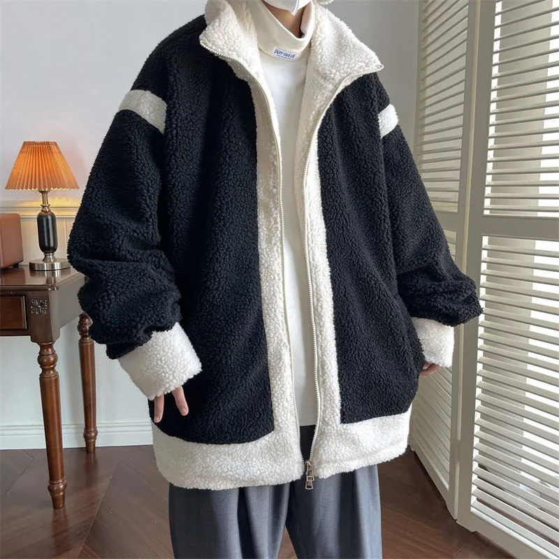 Winter Jacket Men Warm Fashion 3 Colors Casual Thickened Lamb Wool Jacket Men Streetwear Korean Loose Short Coat Mens M-5XL