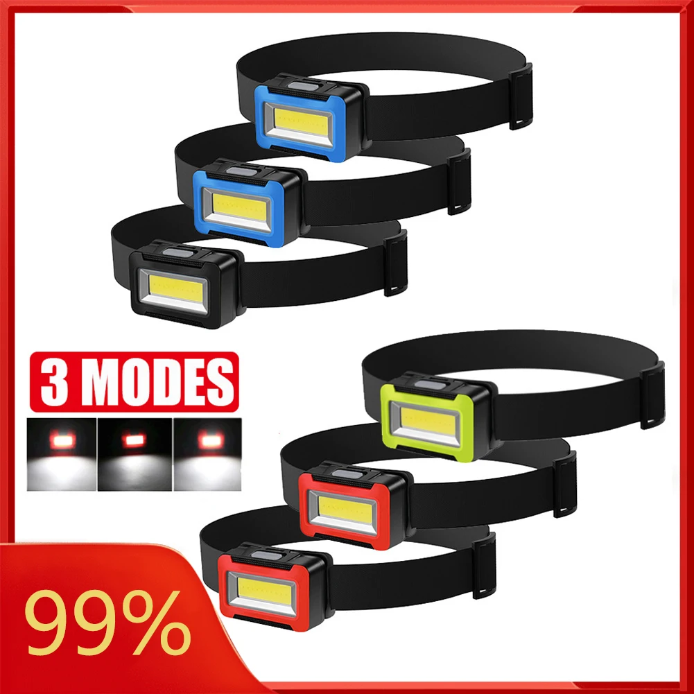 

Миниатюрные головные фонари, 3 режима, COB, светодиодный головной фонарь для кемпинга, походов, водонепроницаемый Головной фонарь, фонарик, уличный фонарь для ночной рыбалки