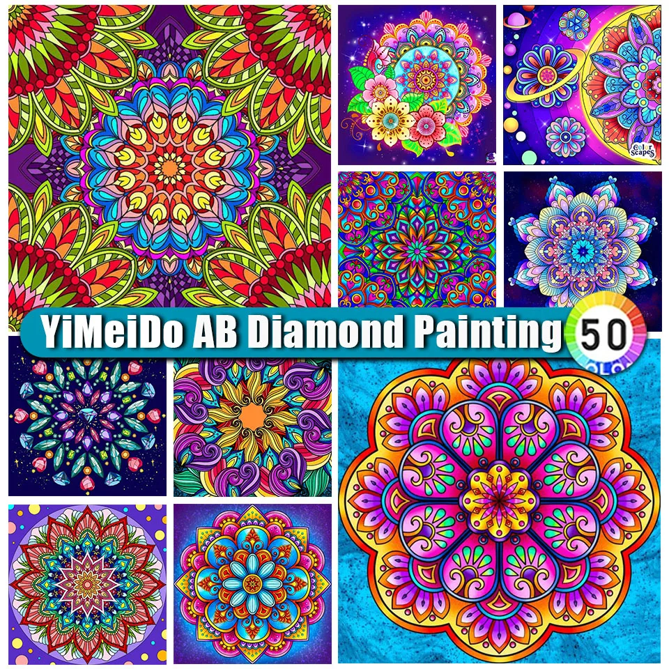 

YIMEIDO AB Diamond Painting Mandala Cross Stitch Kit Embroidery Diamond Flowers Full Drill Rhinestone Mosaic Home Decor Gift