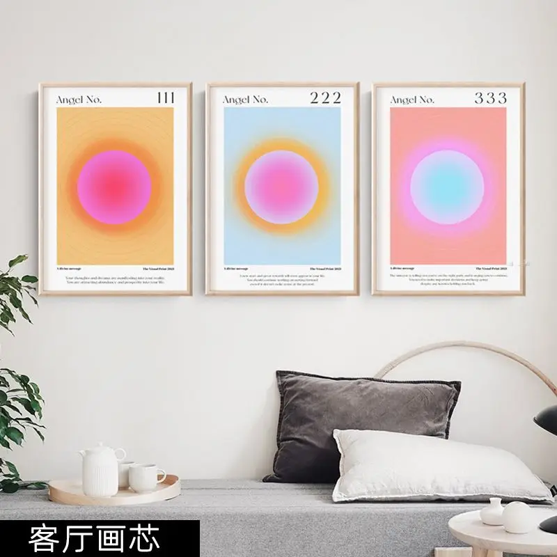 

Set of 3 Abstract Colorful Gradient Aura Angel Numbers Poster Room Aesthetic Inspirational Quotes Canvas Wall Art Paintings