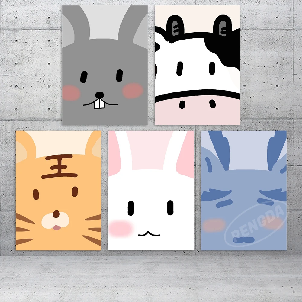 

Hd Prints Cute Animal Pictures Rabbit Wall Art Monkey Modular Painting Sheep Poster Cartoon Canvas Living Room Home Decoration