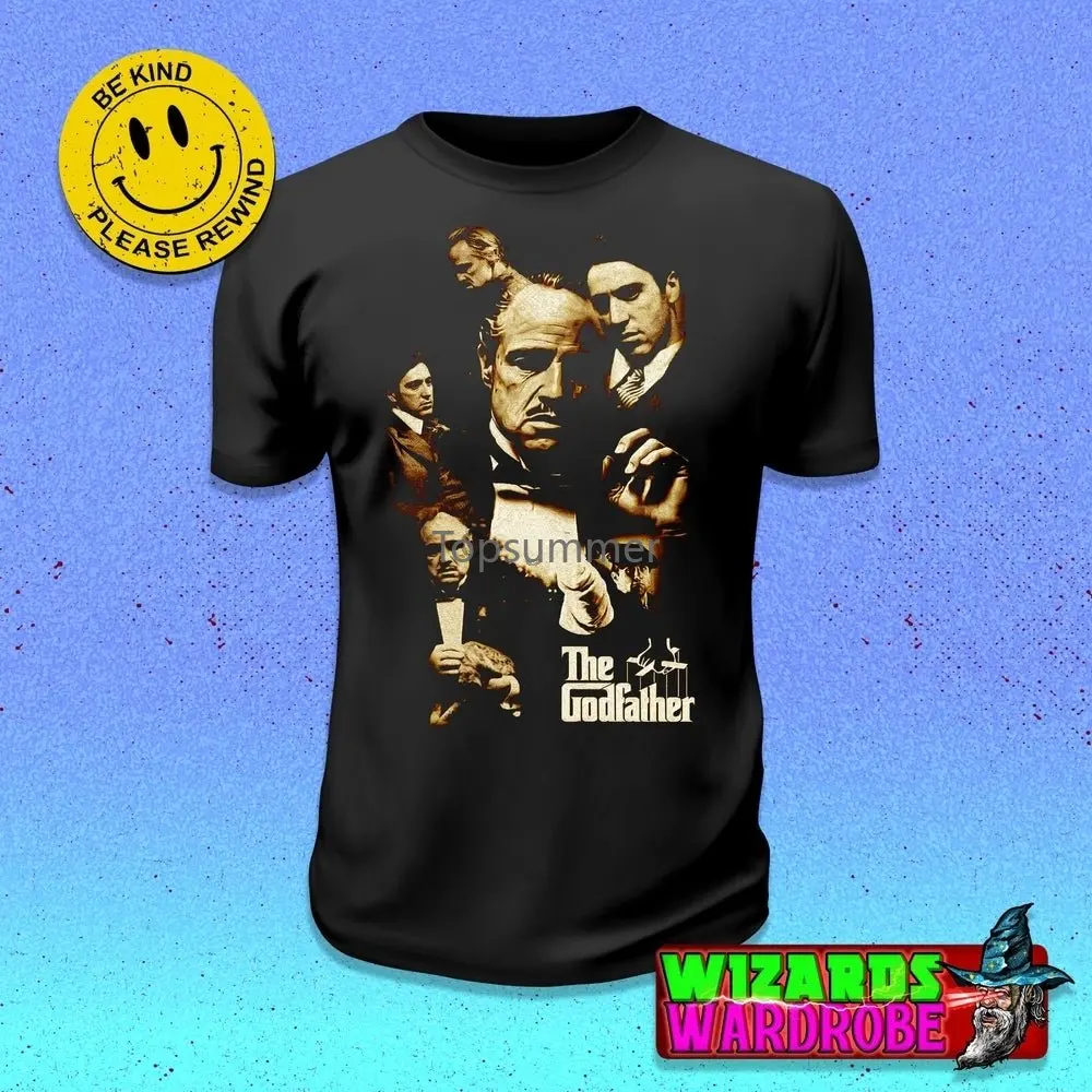 

Godfather Collage Part 1 And 2 Marlon Brando Al Pacino Mafia Movie Gangster Vintage 5.3 Oz. T Shirt