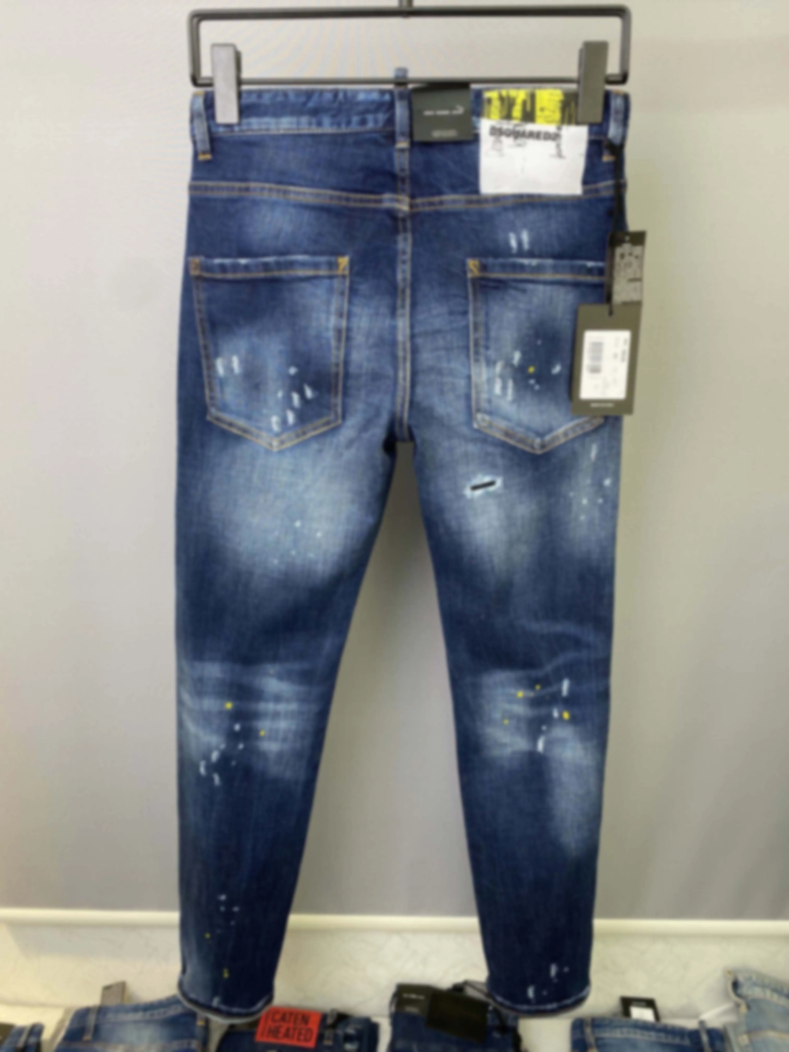 2023 New Four Seasons Jeans Men's D2 Jeans Elastic Slim Fit 9-inch Pants D2 Pants European Station Heavy Craft High Quality Tren