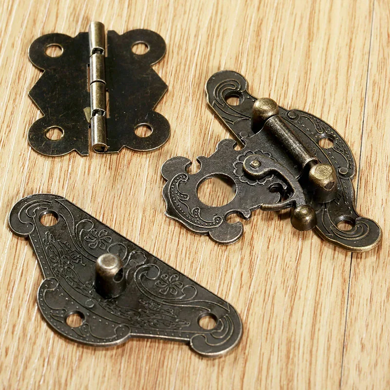 

Convenient Durable Useful Hinges Latch Hasp Iron Jewelry Box Lock Office Cabinets 90 degrees Antique Butterfly