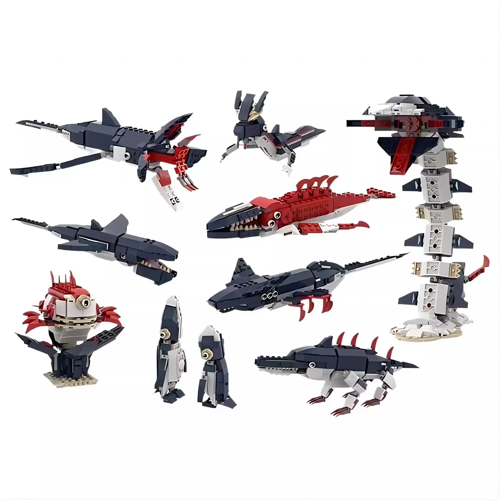 Морской организм акула строительный блок MOC Seaworld Abyssal монстр подводный мир