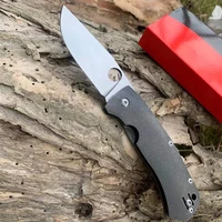 high quality titanium alloy handle folding knife d2 blade outdoor camping safety pocket military knives edc tool