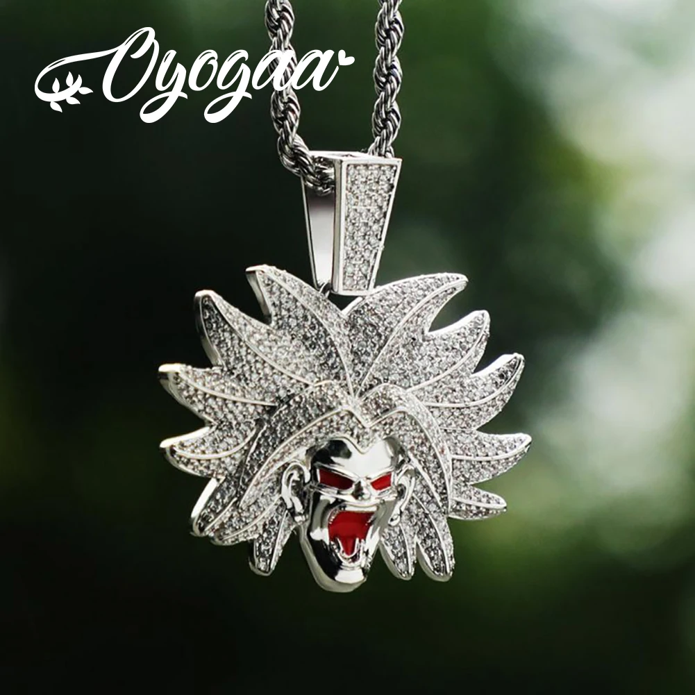 

Ожерелье OYOGAA с подвеской в виде мультяшной анимации, цепочка со сверкающими микрозакрепками, кубический циркон, позолоченные украшения в стиле хип-хоп для мужчин и женщин, оптовая продажа