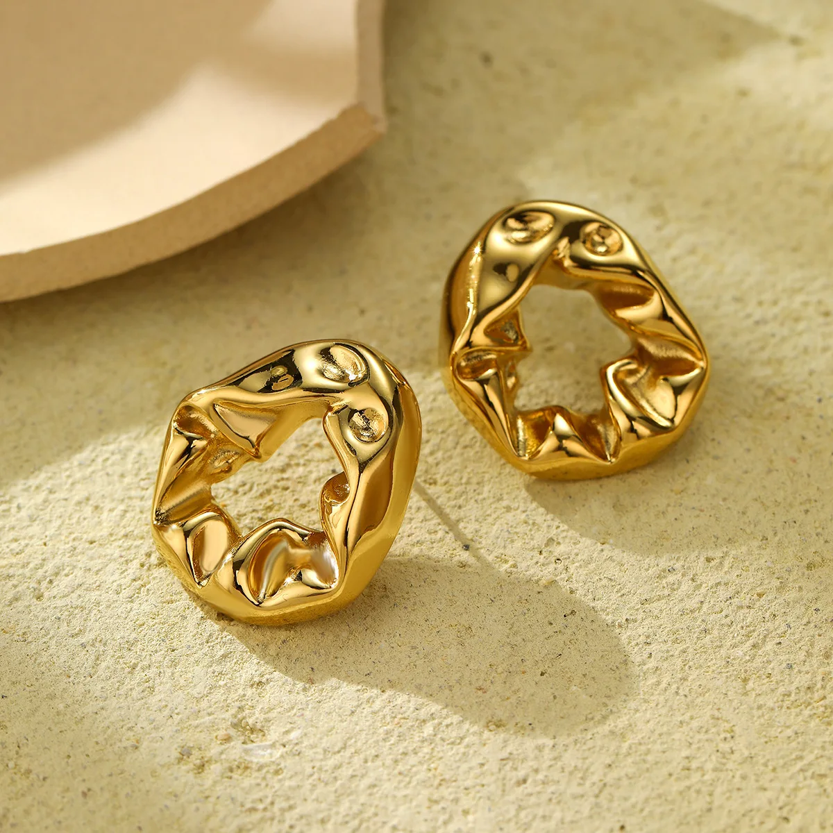 NIMAI 18-каратное позолоченное кольцо в форме капли воды из нержавеющей стали