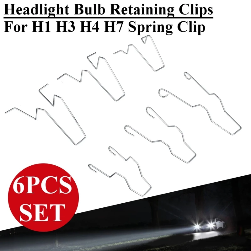 

Bulb Retaining Spring Clips for H1/H3/H4/H7 Bulbs Match the Original 5ZHSFULLKIT Dip Dipped Beam Bulb Hoder Pack of 6