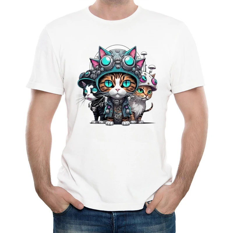 

2023 Men's Fashion Retro Cat Running Design T-Shirt Cool Creative Printing Tops