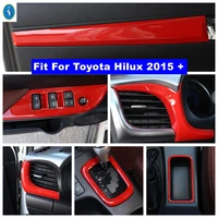 red interior refit kit gear control cup holder air ac door strip glass lift button panel cover trim for toyota hilux 2015 2021