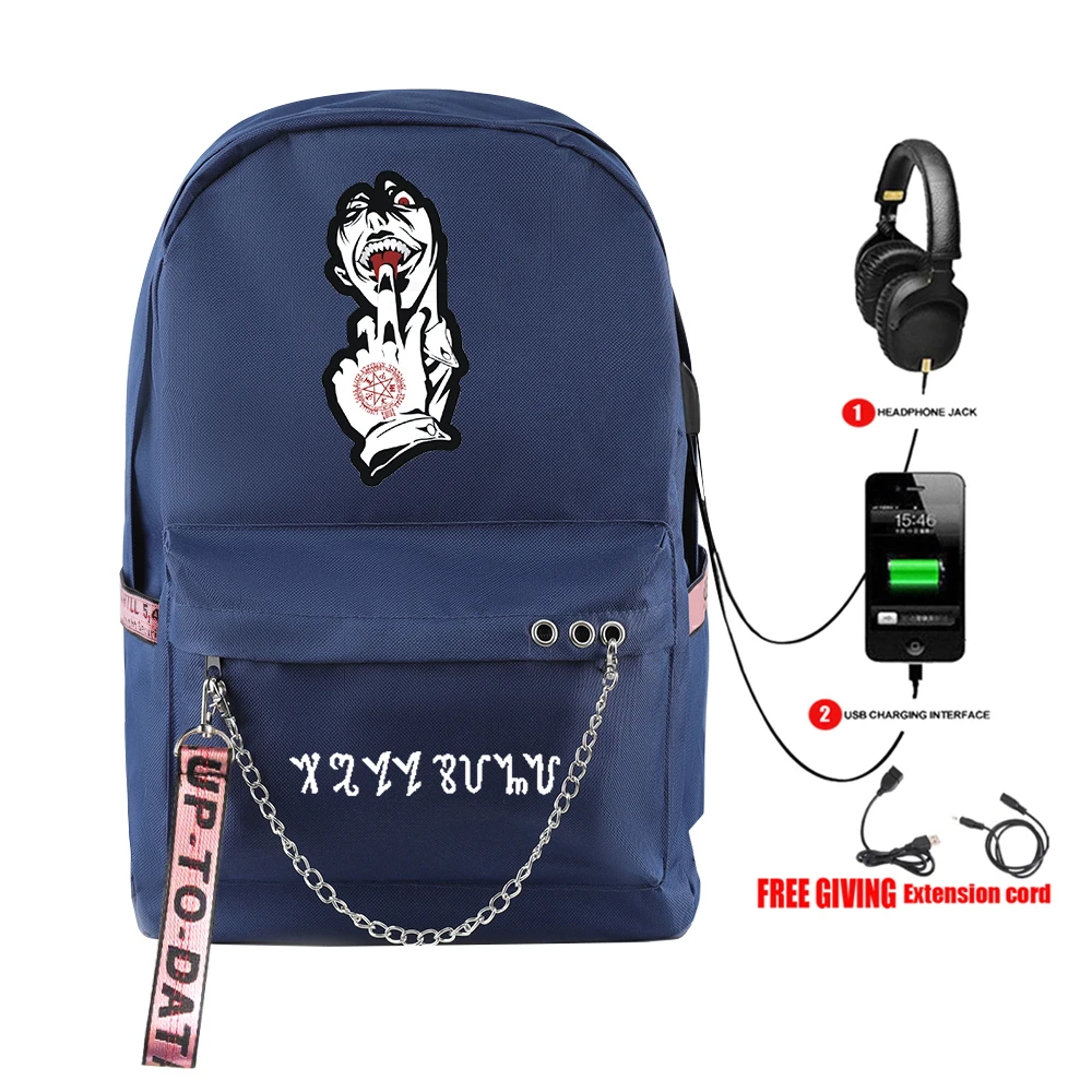 

Новинка, классные школьные ранцы в стиле Харадзюку, забавные дорожные сумки унисекс Hellsing с USB, водонепроницаемые Наплечные рюкзаки из ткани ...