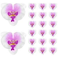 vorcool 20pcs 9cm artificial butterflies orchid silk flower heads realistic flowers for home wedding decoration