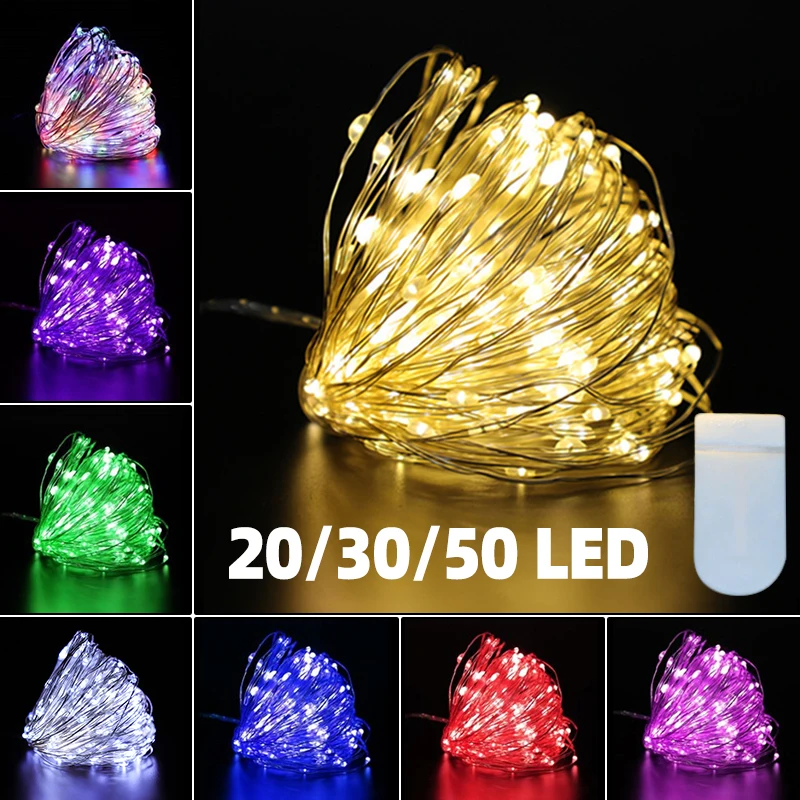 

LED Lights Led Light Garlands Button Battery-Operated Garland On Batteries Light For Wedding Party Curtain Decoration Christmas