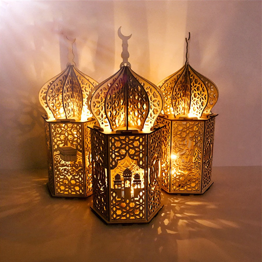 

Classical Wooden EID Mubarak LED Light Palace Ramadan Decor for Home Islamic Muslim Festival Party Decor Kareem Gift Eid Al Adha