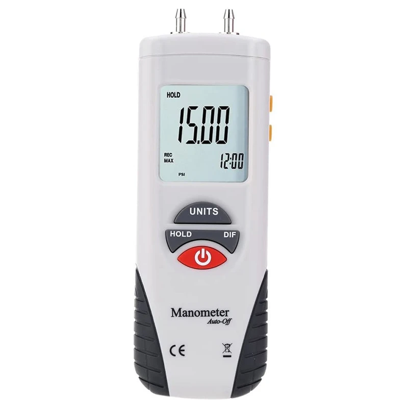 

GTBL Digital Manometer, Portable Handheld Air Vacuum/Gas Pressure Gauge Meter 11 Units With Backlight, Ventilation HVAC