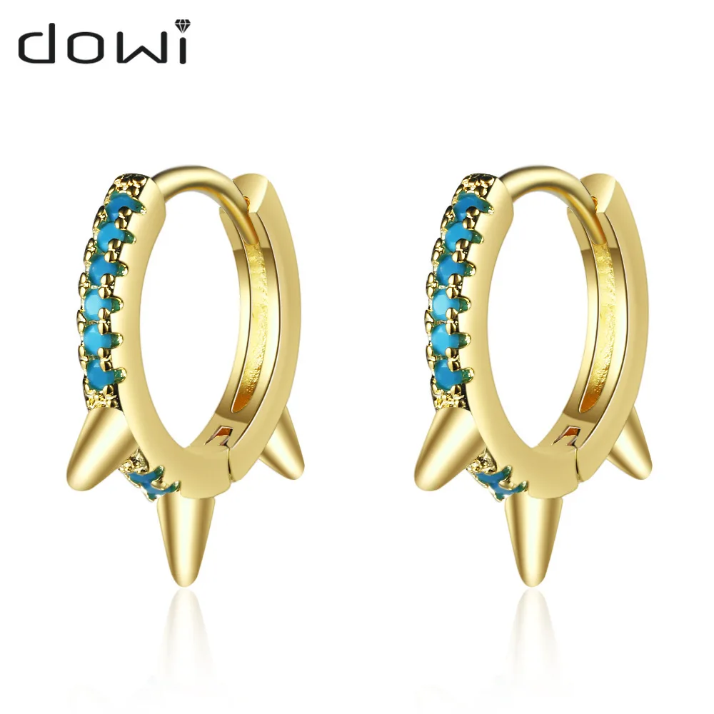 

Dowi Gold Silver Filled Hoop Earrings for Women Blue Zircon Cone Piercing Women's Round Huggie Earrings Jewelry Wholesale