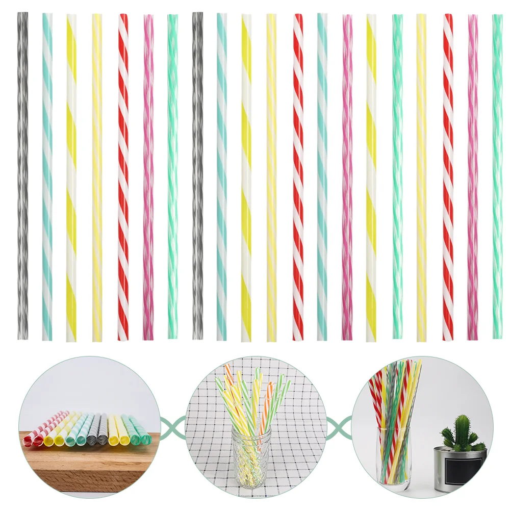 

20pcs Reusable Party Smoothie Straws Stripe Drinking Straws Party Supplies
