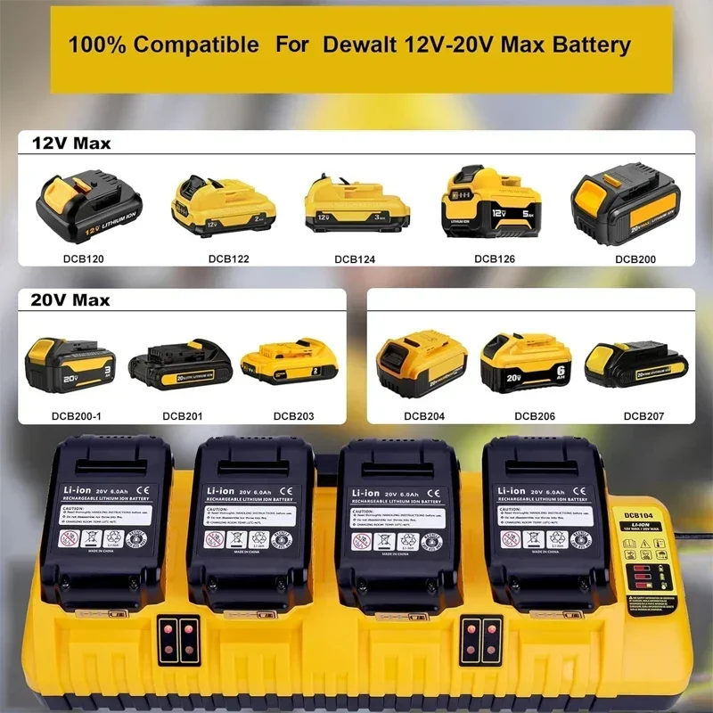 Фото Зарядное устройство DCB104 12 В 20 в для Dewalt, 10,8 В, 14,4 В, 18 в, 20 В, 60 В, 4 порта №2