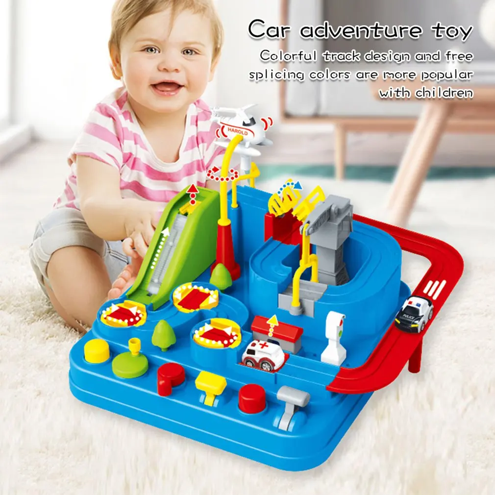

Cartoon Racing Rail Car Track Car Adventure Game Mechanical Interactive Train Model Racing Educational Toys for Children