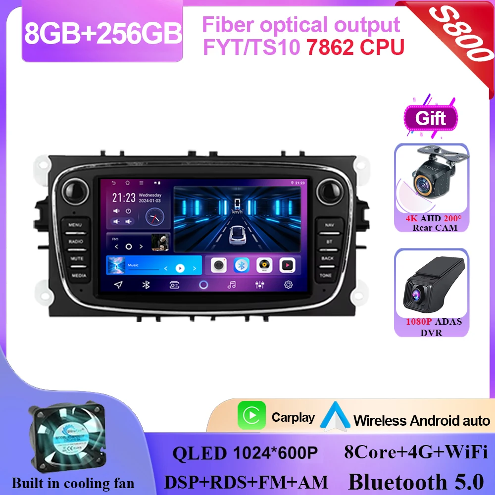 

2din 7 ''высокая производительность для Ford Focus Mondeo s-max c-max Galaxy Kuga 2008-2011 Carplay Auto WIFI репродуктор мультимедийный GPS