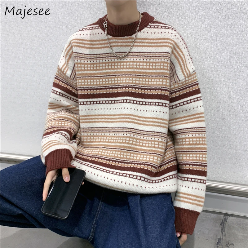 

Базовые Модные мужские новые простые осенние стильные парные пуловеры с круглым вырезом для колледжа корейский трендовый дизайнерский свитер для подростков