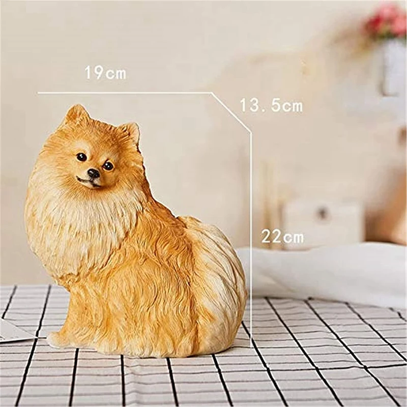 Garden Ornaments Outdoor Cute Pomeranian Statue Handmade Decoration Simulation Puppy Sculpture Resin